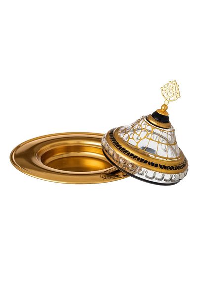 Byblos A Metal Plate For Serving Dates And Sweets With A Luxurious Glass Lid
