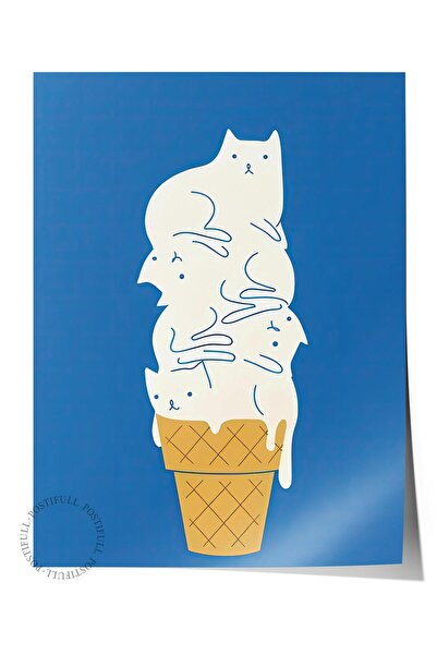 Postifull Unframed Poster, Hd Quality Wall Poster,Comfort Series, Cats Ice Cr...