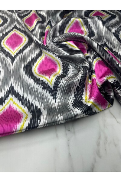 ipekkumaş قميص زيزيو بنمط رمادي من قماش الساتان تيفيل يباع بالقطعة 1 قطعة 1 متر