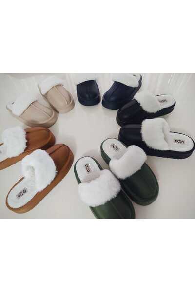 green norths Women's Furry House Slippers