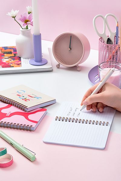 PAPERORA حجم الجيب 10 × 14 سم - مجموعة من 3 دفاتر ملاحظات متدرجة مجردة بدون خطوط حلزونية