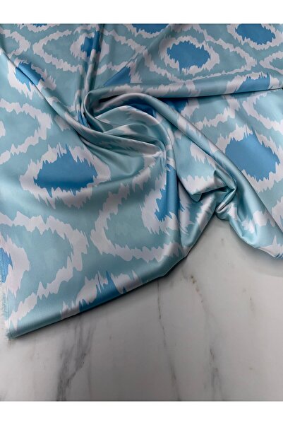 ipekkumaş Baby Blue Ikat Pattern Dressing Cămașă Tivil Satin Fabric PRODUSUL NOU ESTE VÂNZAT CA BUC 1 BUC 1 M