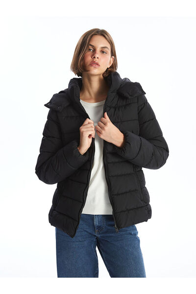 LC Waikiki Black Hooded Women's Puffer Jacket