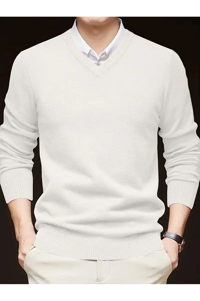 NO4 Textured V-Neck Comfortable Fit Men's Sweater