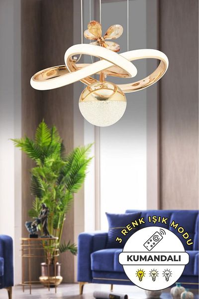 VENON Bella 3 Color Light Featured Dimmer Modern Coated Pendant Lamp Led Chandelier - Living Room Kitchen