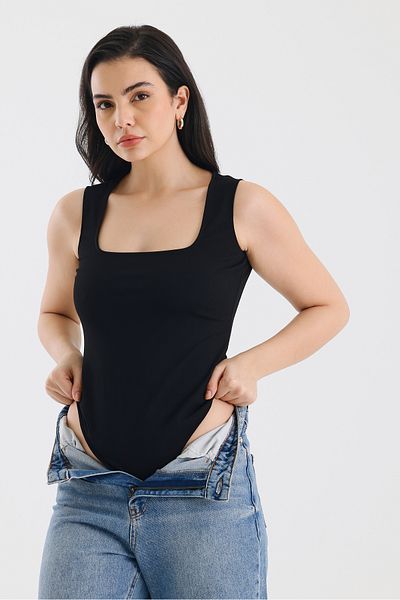 ZACHARIUZ Body fără mâneci cu guler din dantelă - Design fără spate