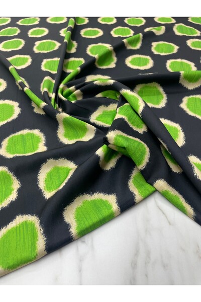 ipekkumaş قميص أسود بنمط دائري من قماش الساتان تيفيل يباع بالقطعة 1 قطعة 1 متر