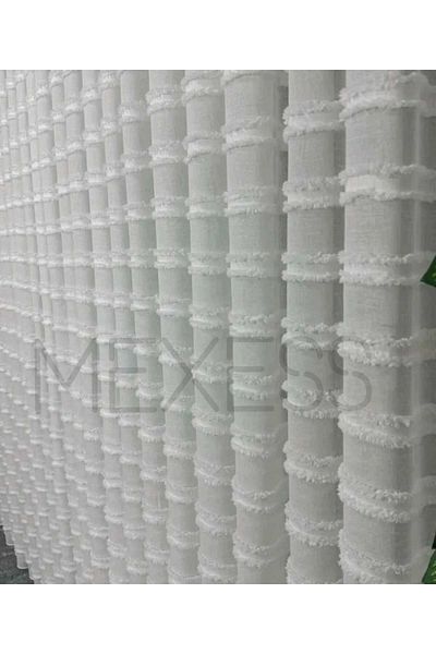 Mexess Venetian Pattern Premium Linen-Cotton Floor, Not Want Ironing Tulle Curtain (1/3 Close Pleat)