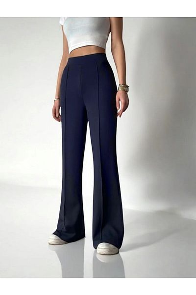 MİZAN MODA High Waist Striped Lycra Recovery Spanish Trousers