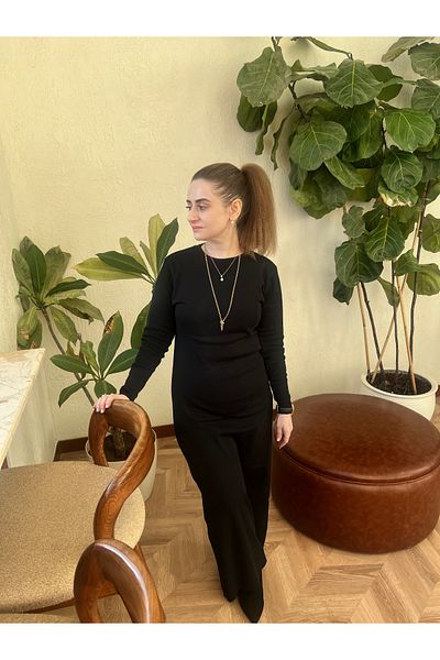 mirach Μαύρο πλεκτό μακρυμάνικο φόρεμα - Κορδόνι, εφαρμοστό, μεγάλο μήκος, ελαστικό και κομψό