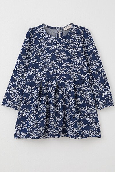 Breeze Φόρεμα για κορίτσια με μακρυμάνικο σχέδιο λουλουδιών 1,5-5 ετών, μπλε ναυτικό