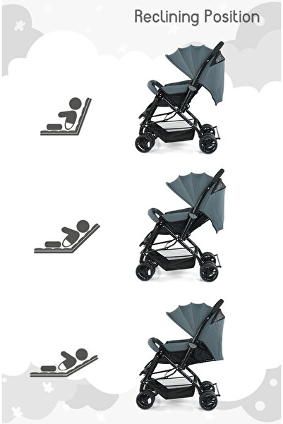 Babyhug Babyhug Symphony Stroller - 0-3 Years, Reversible Handle, Mosquito Net, 5-Point Harness, Grey