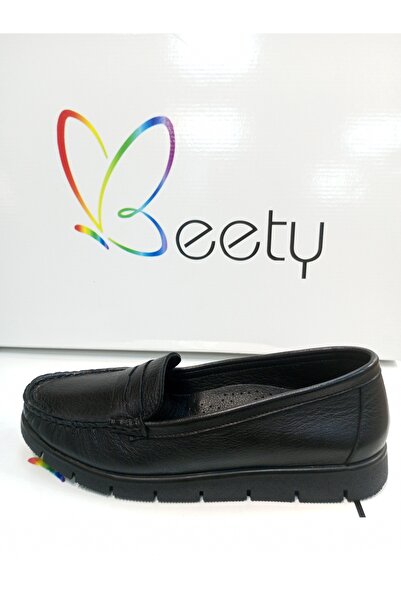Beety 24by137.2301siyah hakiki deri Ortapedik taban kadın ayakkabı