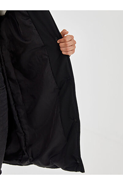 LC Waikiki Black Hooded Quilted Women's Puffer Jacket