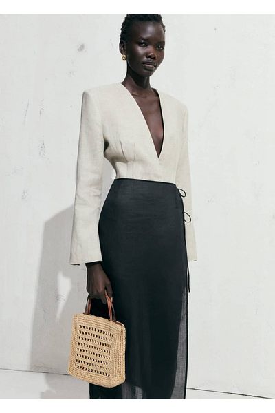 MANGO Woman Táska a vállán természetes szálakból
