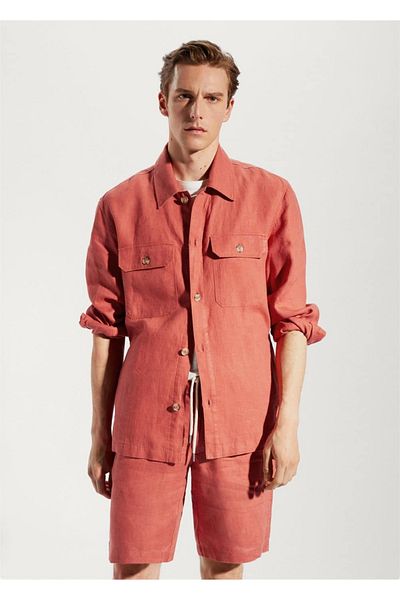 MANGO Man Hemdjacke aus 100 % Leinen mit normaler Passform