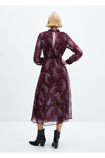 MANGO Woman Dökümlü Şal Desenli Elbise