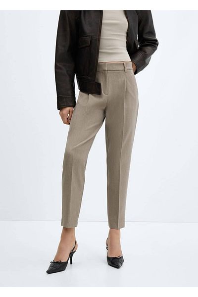 MANGO Woman Straight Cut Pleated Trousers