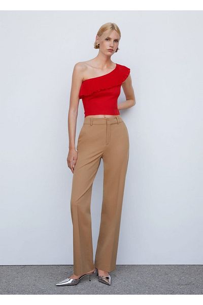 MANGO Woman Asymmetric Ruffle Blouse