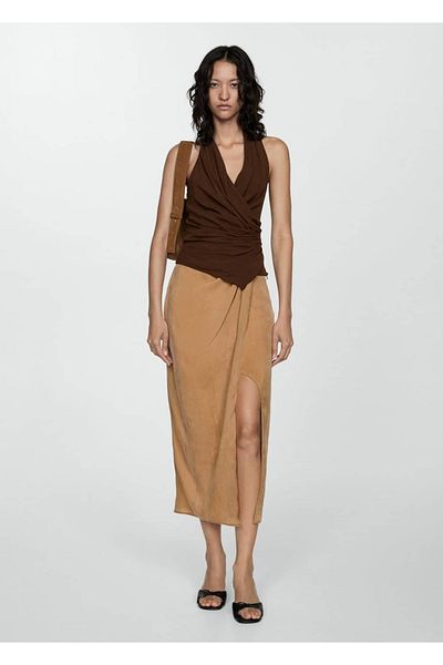 MANGO Woman Φούστα Lyocell με σκίσιμο