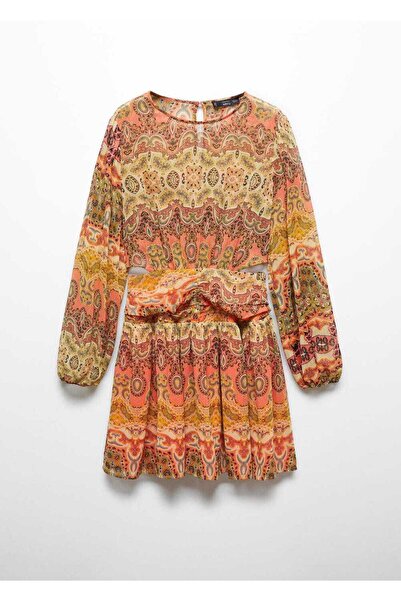 MANGO Woman Yırtmaçlı Desenli Elbise