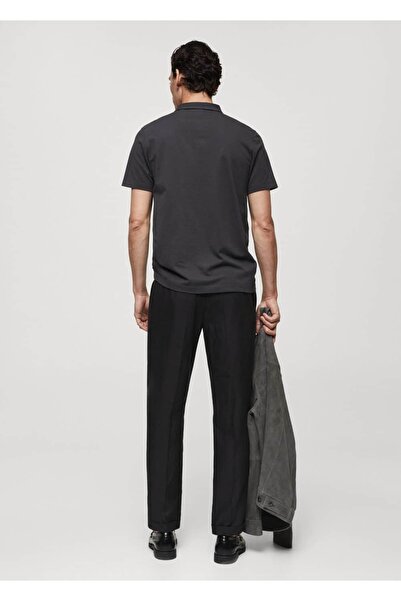 MANGO Man Dar Kesim Pamuklu Pike Dokulu Polo Gömlek