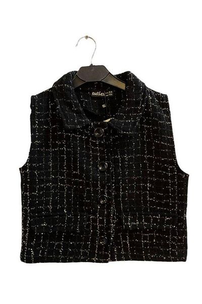 Zekids Girl's Tweed Fabric Glitter Vest