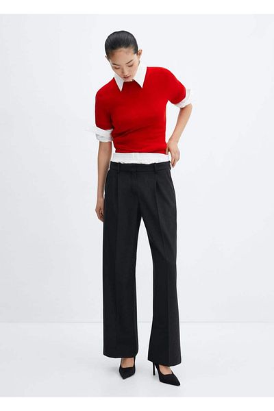 MANGO Woman Double Waist Straight Cut Trousers