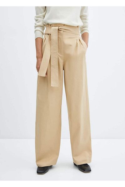 MANGO Woman Belted Paperbag Pants