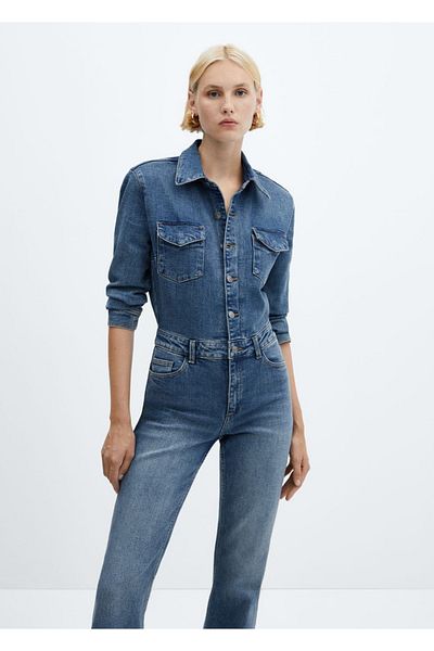 MANGO Woman Salopete lungi din denim
