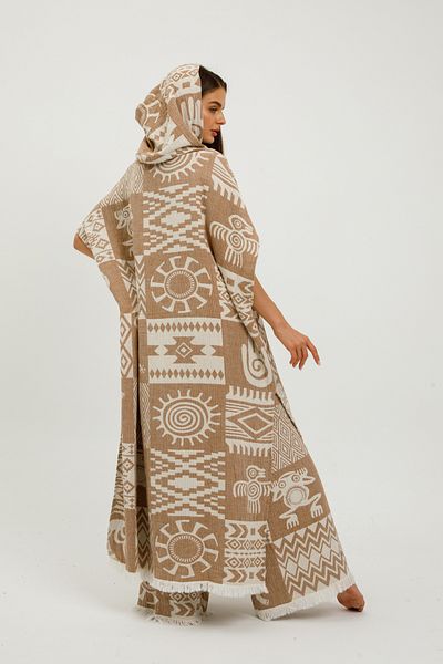 Befera Design Poncho de muselină Kimono etnic 100% bumbac halat de baie jacquard caftan rochie de baie