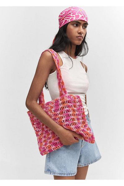 MANGO Woman Knitted mesh bag
