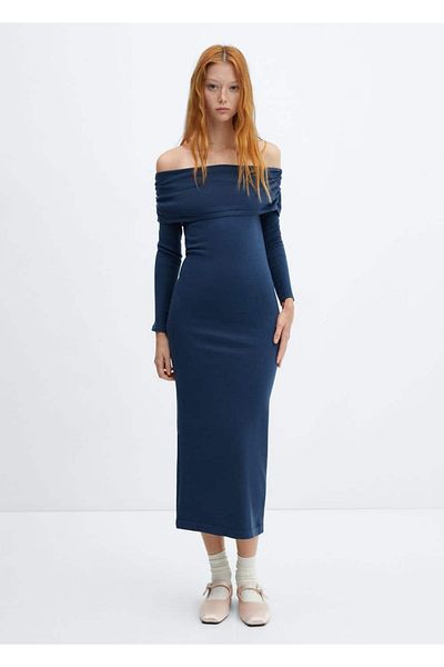 MANGO Woman Rochie drapată de pe umăr