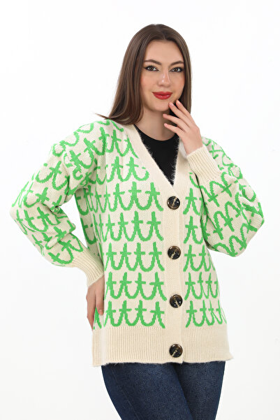 sportiness سترة صوفية محبوكة بأزرار مفصلة كبيرة الحجم