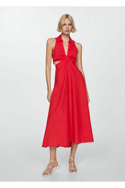 MANGO Woman Langes Kleid mit Seitenschlitz