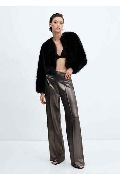 MANGO Woman Metallic Look Trousers