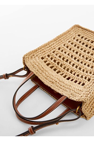 MANGO Woman Taška přes rameno z přírodního vlákna