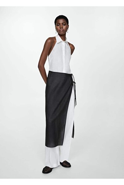 MANGO Woman Bluză cu gât cu halter 100% in