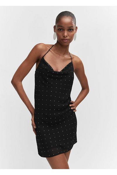 MANGO Woman Stras Drape Low-cut Dress