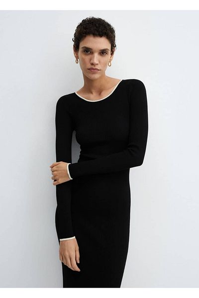 MANGO Woman Contrast embellished dress