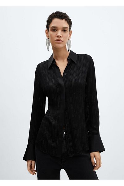 MANGO Woman Риза с метализирана нишка