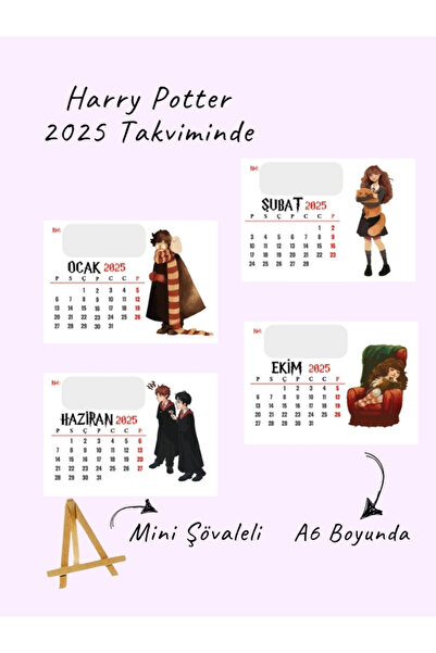 Bküp Tasarım Harry Potter Tasarımlı Şövale Masa Takvimi 2025