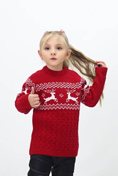 KURGAN TEKSTİL Pulover de tricotaj pentru fete cu tematică de Anul Nou