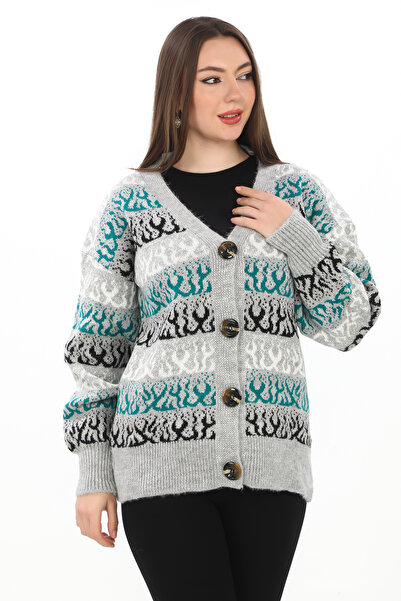 sportiness Ζακέτα πλεκτή με λεπτομέρεια με μοτίβο φλόγας με κουμπιά