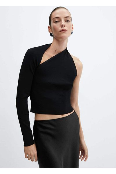 MANGO Woman Asymmetrical Slit Blouse
