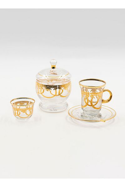 Dania 50 Piece Tea And Coffee Set Gold/Clear 6x9cm