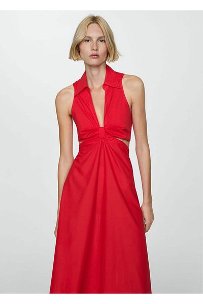 MANGO Woman Langes Kleid mit Seitenschlitz