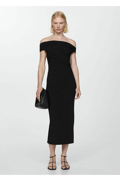 MANGO Woman Dress drape off the shoulder