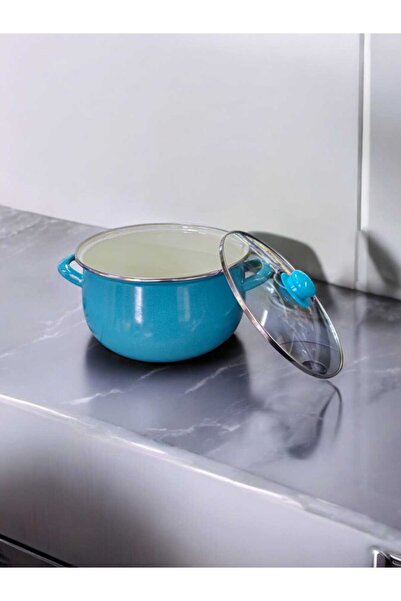 ALEV EMAYE Turquoise Enamel Pot - 24 cm (6 Liters)