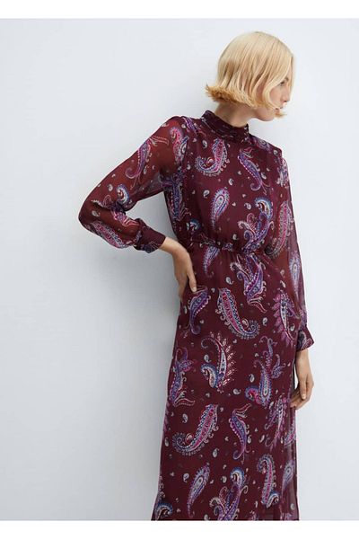 MANGO Woman Rochie cu model șal curgător